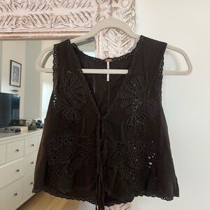 Free People Dark Brown Sleeveless Blouse